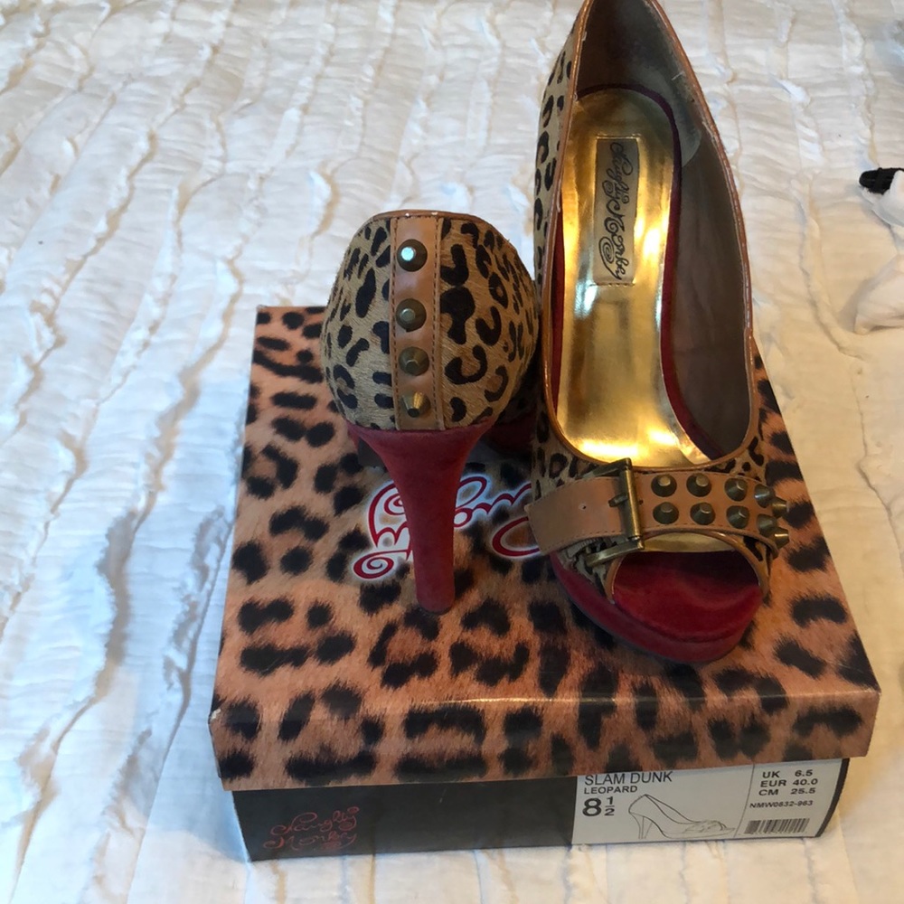 Naughty Monkey red  leopard pumps